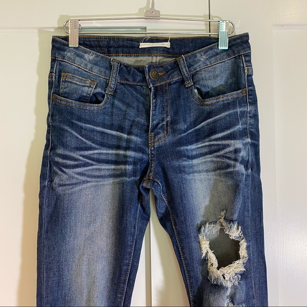 Machine Denim Skinny Stretch Distressed Jeans - Picture 10 of 12